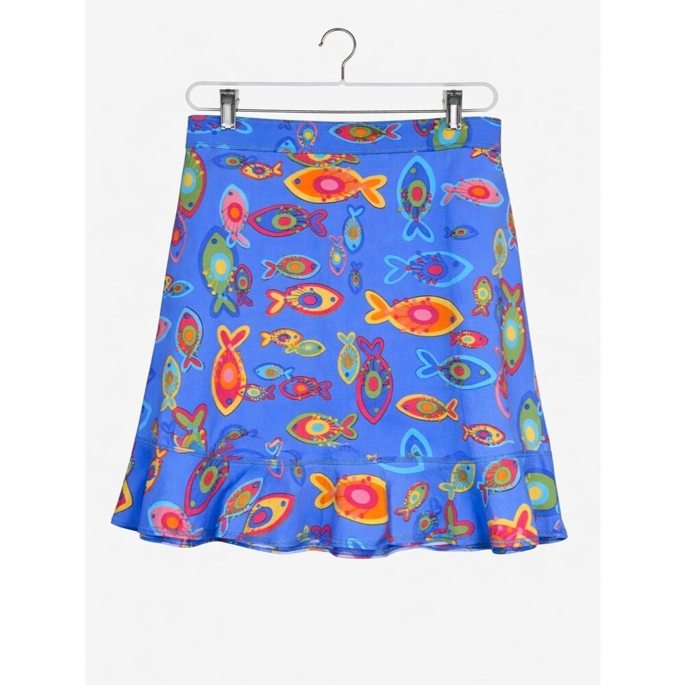 Fresh Produce Radiant Fish Periwinkle Blue Ruffle Hem UPF Stretch Swim Skirt